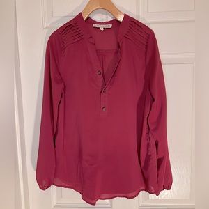 Wine half button down blouse